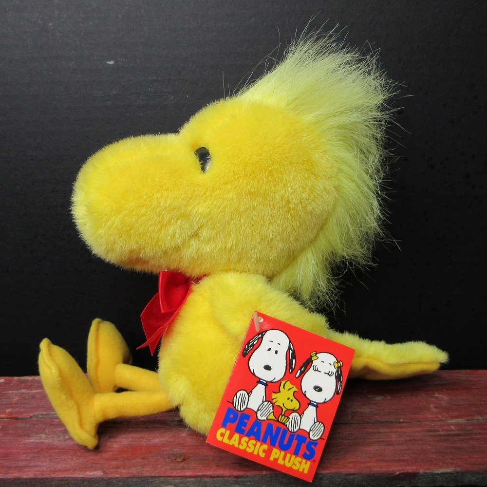 Peanuts Woodstock Plush Stuffed Animal Dakin Classic Yellow Bird Red Bow 1990s